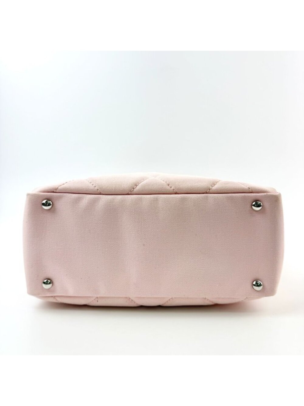 Chanel Paris Biarritz PM Here Charm Quilted Tote Shoulder Bag Canvas Pink - Picture 9 of 16